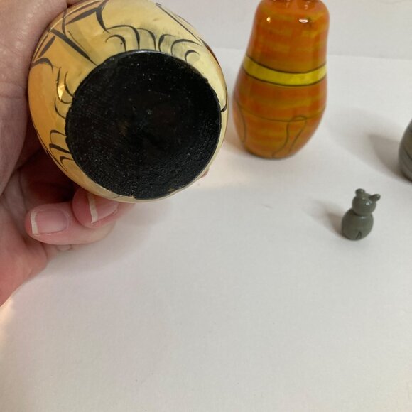 Wooden Matryoshka Nesting Cat Dolls 7" 5 dolls Mouse Baby - Picture 8 of 12